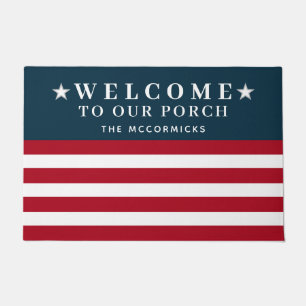 4. Juli Amerikanische Flaggenfamilie Personalisier Fußmatte