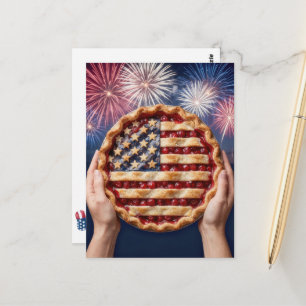 4. Juli-Amerikanische Flaggenkruste auf einer Kirs Postkarte
