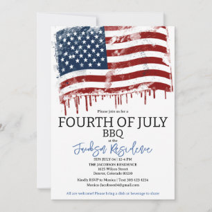 4. Juli Amerikanische GRILLEN Party Einladung