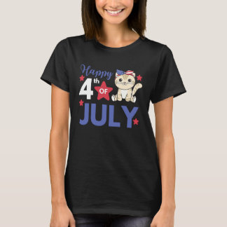4. Juli Amerikanische Katze Für Kinder Cute USA Ka T-Shirt