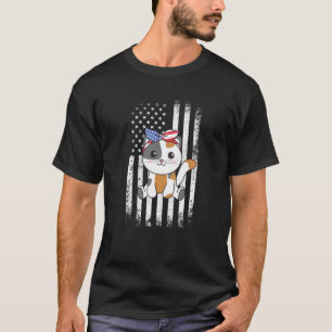 4. Juli Amerikanische Katze Für Kinder Cute Usa Ka T-Shirt