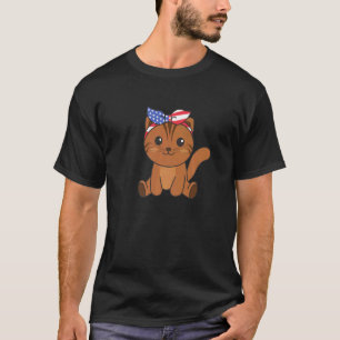 4. Juli Amerikanische Katze Für Kinder Cute Usa Ka T-Shirt