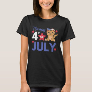 4. Juli Amerikanische Katze Für Kinder Cute Usa Ka T-Shirt