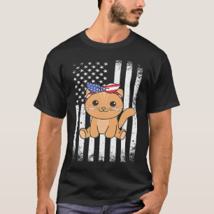 4. Juli Amerikanische Katze Für Kinder Cute Usa Ka T-Shirt