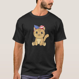 4. Juli Amerikanische Katze Für Kinder Cute Usa Ka T-Shirt