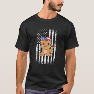 4. Juli Amerikanische Katze Für Kinder Cute Usa Ka T-Shirt