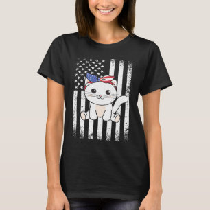 4. Juli Amerikanische Katze Für Kinder Cute Usa Ka T-Shirt