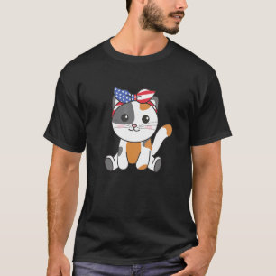 4. Juli Amerikanische Katze Für Kinder Cute Usa Ka T-Shirt