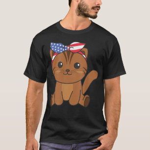 4. Juli Amerikanische Katze für Kinder Niedlich US T-Shirt