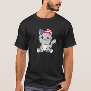 4. Juli Amerikanische Katze Für Kinder Niedliche U T-Shirt