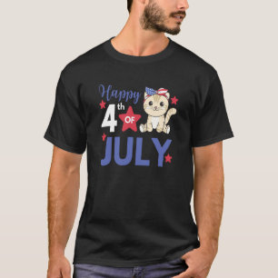 4. Juli Amerikanische Katze Für Kinder Süße Usa Ka T-Shirt