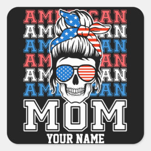 4. Juli Amerikanische Mama Patriotic Personalisier Quadratischer Aufkleber