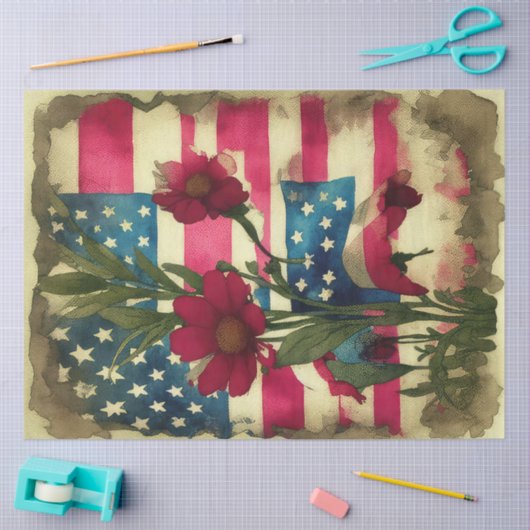 4. Juli Amerikanische Unabhängigkeitsflagge Red Da Seidenpapier (Basteln)