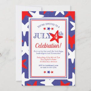 4. Juli Amerikanische Unabhängigkeitstag Fun Stars Einladung