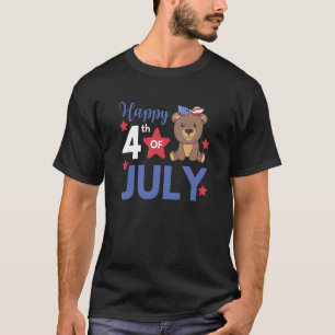 4. Juli Amerikanischer Bär Für Kinder Cute USA-Bär T-Shirt