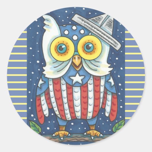 4. JULI - AMERIKANISCHER HOOT OWL STICKERS RUND *B (Vorderseite)