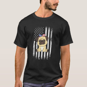 4. Juli Amerikanischer Mops für Kinder Süßer USA-M T-Shirt