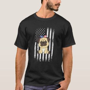 4. Juli Amerikanischer Mops für Kinder Süßer USA-M T-Shirt