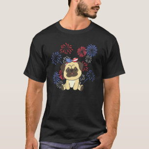 4. Juli Amerikanischer Mops für Kinder USA Feuerwe T-Shirt