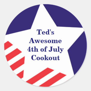 4. Juli Amerikanischer Star Streifen rot blau Runder Aufkleber