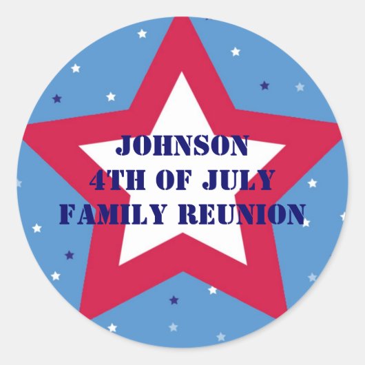 4. Juli Amerikanischer Star Streifen rot blau Runder Aufkleber (Vorderseite)