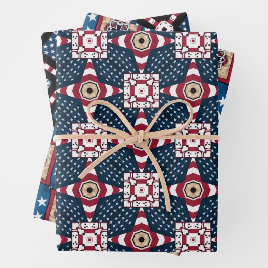 4. JULI - AMERIKANISCHES FLAGPAPIER SET VON 3 GESCHENKPAPIER SET (Beispiel)