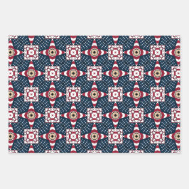 4. JULI - AMERIKANISCHES FLAGPAPIER SET VON 3 GESCHENKPAPIER SET