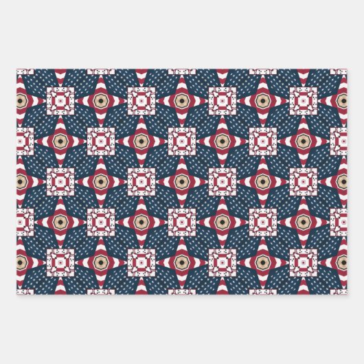 4. JULI - AMERIKANISCHES FLAGPAPIER SET VON 3 GESCHENKPAPIER SET (Vorderseite)