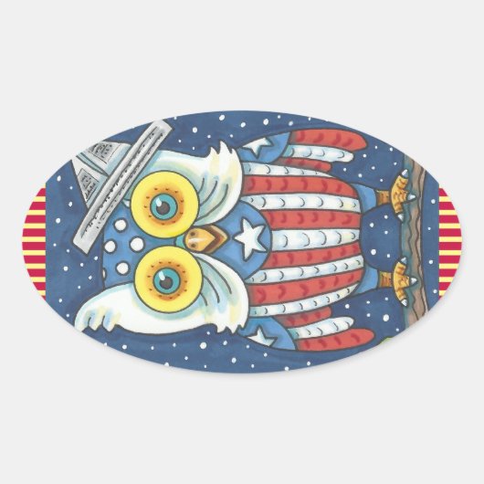4. JULI - AMERIKANISCHES HOOT OWL STICKERS Oval *B (Vorderseite)