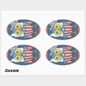 4. JULI - AMERIKANISCHES HOOT OWL STICKERS Oval *B (Blatt)