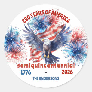 4. Juli Amerikas 250. Semiquincentennial-Jahrestag Runder Aufkleber