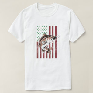 4. Juli Angler T-Shirt USA Fishing Flag T - Shirt