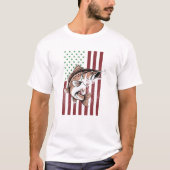 4. Juli Angler T-Shirt USA Fishing Flag T - Shirt (Vorderseite)