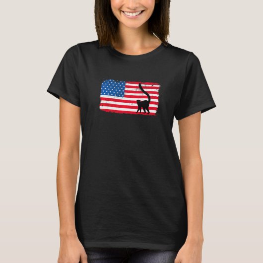 4. Juli Animal Lemur American Flag Usa Patrio T-Shirt (Vorderseite)