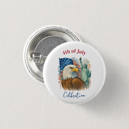 4. Juli Aquarell Adler Patriotic Button (Vorne & Hinten)
