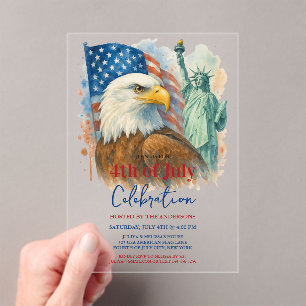 4. Juli Aquarell Adler Patriotisches Party Acryleinladungen