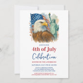 4. Juli Aquarell Adler Patriotisches Party Einladung (Vorderseite)