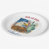 4. Juli Aquarell Adler Patriotisches Party Pappteller (Schrägansicht)