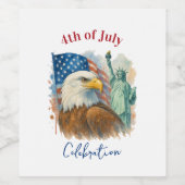 4. Juli Aquarell Adler Patriotisches Party Weinetikett (Einzelnes Label)