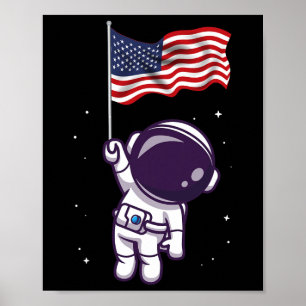 4. Juli Astronaut US-amerikanische Flagge Funny Pa Poster