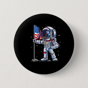 4. Juli Astronaut Usa Amerikanische Flagge Lustig  Button