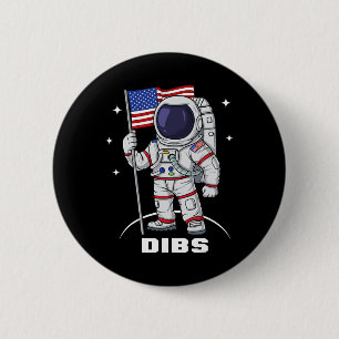 4. Juli Astronaut USA Flag Fan Patrio Button
