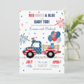 4. Juli Baby Dusche Red White Blue Baby Dusche im Einladung (Stehend Vorderseite)