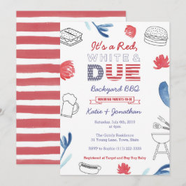 4. Juli Baby Dusche Red White Blue Backyard GRILLE Einladung