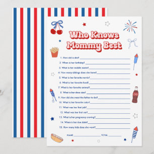 4. Juli Baby Girl Shower - Wer kennt Mama am beste Einladung