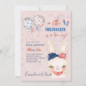 4. Juli BABY SHOWER INVITE Firecracker Bunny Einladung (Vorderseite)