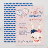 4. Juli BABY SHOWER INVITE Firecracker Bunny Einladung (Vorne/Hinten)