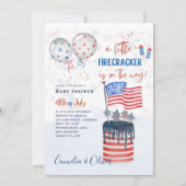 4. Juli BABY SHOWER INVITE Firecracker Cake Flag Einladung (Vorderseite)