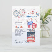 4. Juli BABY SHOWER INVITE Firecracker Cake Flag Einladung (Stehend Vorderseite)