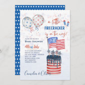 4. Juli BABY SHOWER INVITE Firecracker Cake Flag Einladung (Vorne/Hinten)